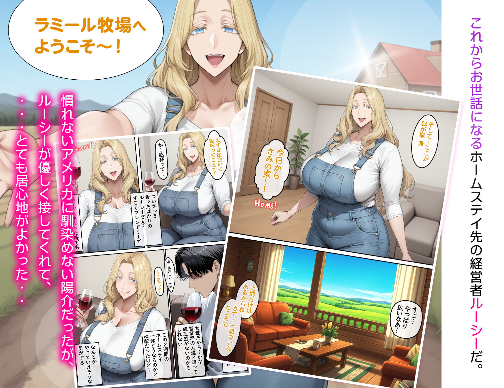 ホームステイ先の爆乳ブロンド美女に雌牛コスで誘惑されてイチャラブ種付け生活1 - d_547142 - ハレノヒ