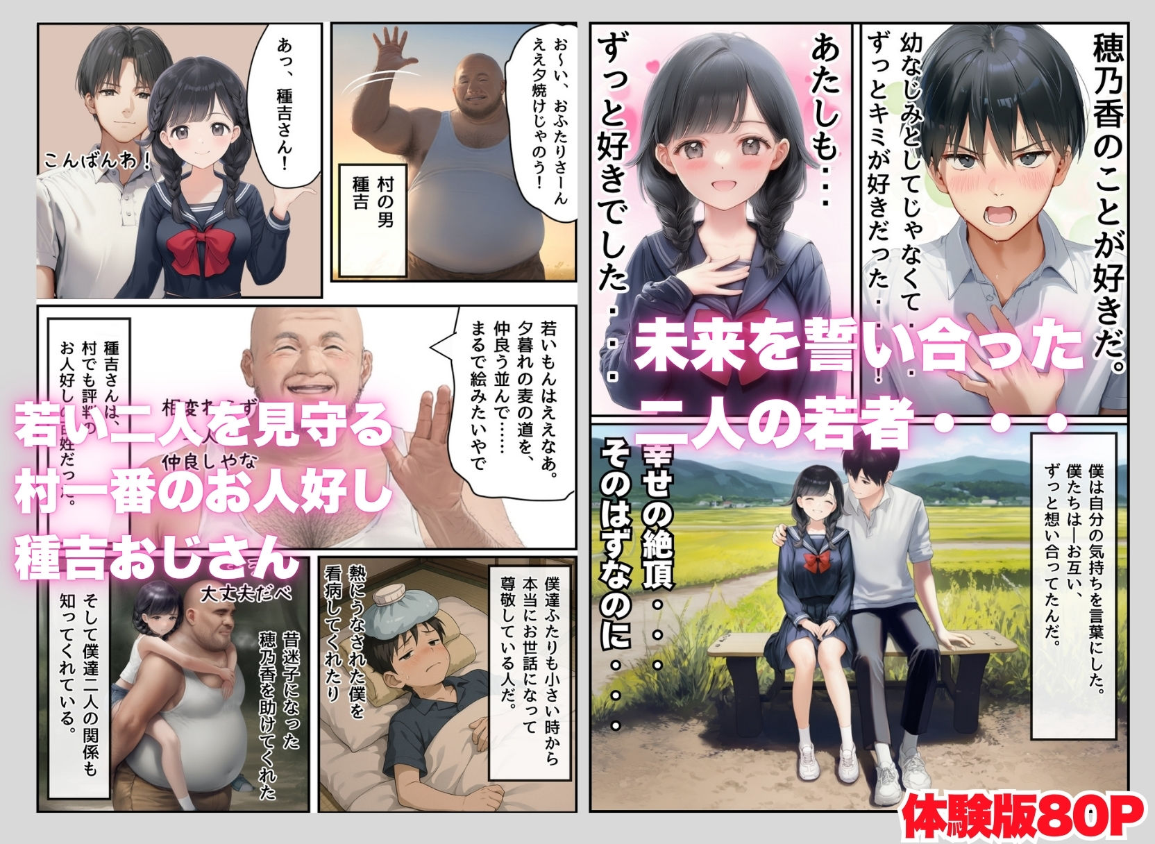 【因習村】村の飢饉を救うため差し出された僕の彼女、BMI40越えで性欲だけはいっちょまえの種付けおじさんに媚薬を飲まされ、おじさん特有のねちっこい前戯で全身べちょべちょに舐められたあげく、聖なる肉棒（チンカス付き）の掃除を実施！ その後はついに処女おまんこにゴールイン！入念かつ丹念にがん突きにされ、イキまくりんぐ！一晩中汗だくで連続絶頂アクメを決めさせられた話。 「穂乃香ぁ〜、オラの精、まるごと受け止めてくんろぉ〜〜！」 - d_604159 - 種付け出版