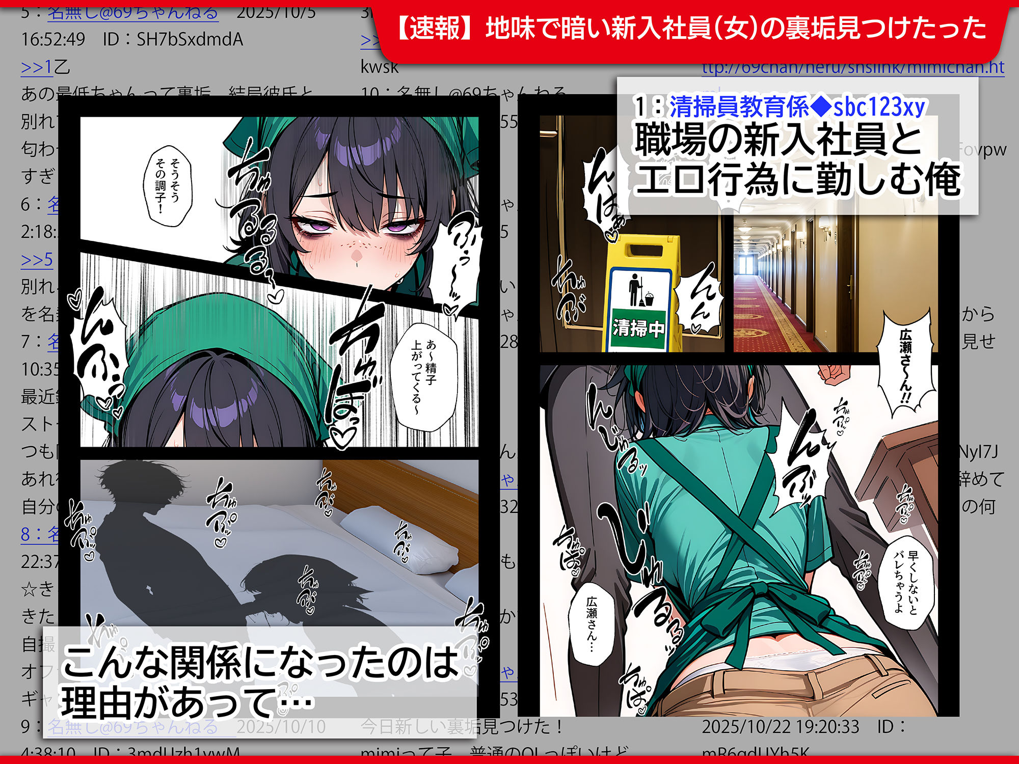 地味でブスだと思ってた新人清掃員の裏垢特定 粘着SEXで彼氏と別れさせた物語 - d_689069 - 69ちゃんねる